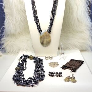 Black and Silver Beaded Jewelry Bundle